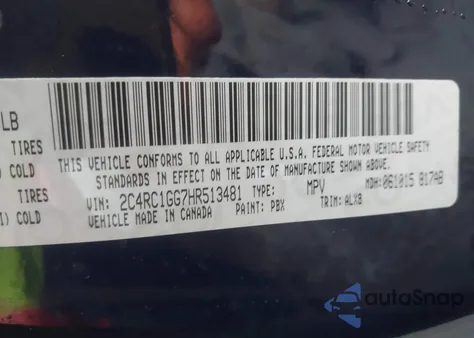 2017 Chrysler Pacifica Limited z USA, uszkodzony, nr VIN 2C4RC1GG7HR513481